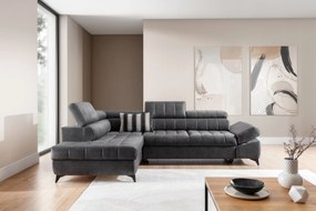 Canapea pe partea stângă Valoris L extensibilă - catifea hidrofobă grafit Zetta 305