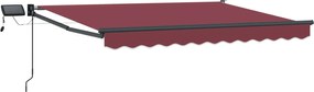 vidaXL Marchiză retractabilă manuală cu led-uri Roșu Burgund 3 x 2,5 m