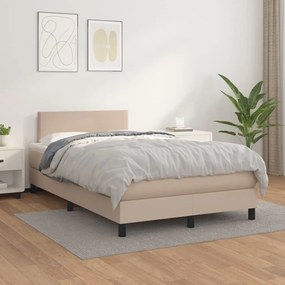 3140998 vidaXL Pat box spring cu saltea, cappuccino, 120x200cm piele ecologică