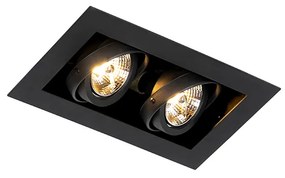 Set de 6 spoturi încastrate moderne negre cu 2 lumini reglabile - Oneon 70