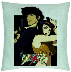 Perna Decorativa cu Cowboy Bebop, 40x40 cm, Verde Menta, Husa Detasabila, Burduf