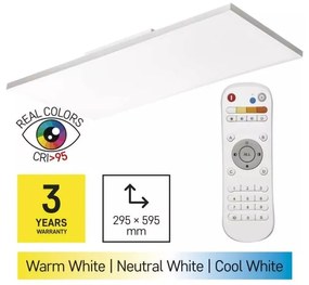 Plafonieră albă LED cu control prin telecomandă 59.5x29.5 cm Irvi – EMOS