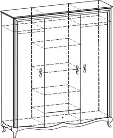 Dulap lemn masiv nuc Milan 3 Uși cu Oglindă Alb-, 164,2 × 62,5 × 209,5 cm