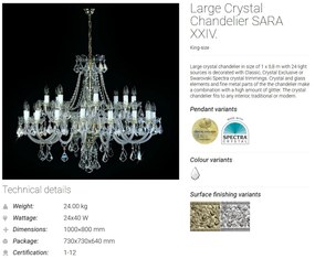 Candelabru cu 24 de brate Cristal Bohemia Exclusive SARA XXIV. CE