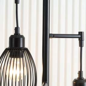 HOMCOM Lampadar Industrial cu 3 Abajururi și Intensitate Regulabilă, 30x30x170.5 cm, Negru | Aosom Romania