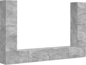 vidaXL Set comodă TV 8 pcs Gri din beton Lemn compozit