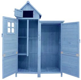Dulap de grădină cu 2 rafturi, magazie de unelte cu spațiu mare de depozitare, 118 × 54 × 173 cm, Albastru