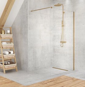 New Trendy Velio Satin Gold perete cabină de duș walk-in 100 cm D-0191B