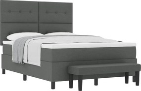 vidaXL Pat cu arcuri cu saltea Gri închis 160 x 200 cm țesătură