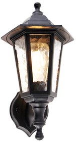 Lampă clasică de perete pentru exterior neagră IP44 - New Haven Hammered