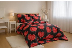 Lenjerie de pat din polibumbac VALENTINE, negru Dimensiune lenjerie de pat: 2 buc 70 x 90 cm | 200 x 220 cm