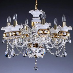Candelabru cristal Bohemia 6 brate, diam. 66cm Esmeralda VI.white CE