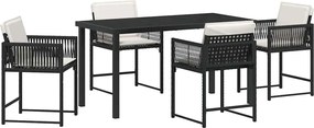 vidaXL Set de masă pentru grădină 5 pcs Negru poliratan