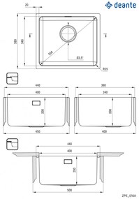 Chiuvetă din inox, 1-cuvă, Egeria, ZPE_010A