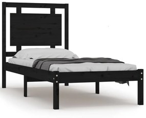3105524 vidaXL Cadru de pat, negru, 90x200 cm, lemn masiv
