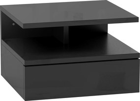 HOMCOM Noptiere Suspendate cu Sertar și Raft Superior din Lemn, 35x32x22,5 cm, Negru | Aosom Romania