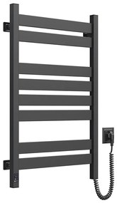 Radiator de baie tip scară LARGO cu termostat, 432W/230V, 80,6 cm, IP44, negru, cu racordare pe partea dreaptă