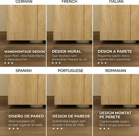 HOMCOM Mobilier de Baie Modern Sub Chiuvetă, Dulăpior Suspendat cu 2 Uși și 2 Rafturi, 60x30x60 cm, Lemn Natural | Aosom Romania