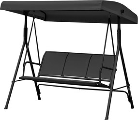 Outsunny Leagăn de Grădină cu 3 Locuri și Copertină, Șezut Respirant și Cadru din Oțel, Negru | Aosom Romania