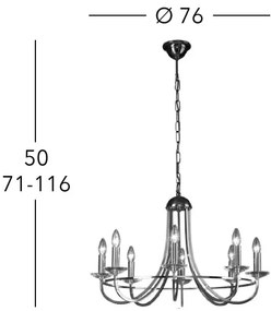 Kolarz 330.88.8C - Candelabru cristal IMPERIAL 8xE14/60W/230V auriu