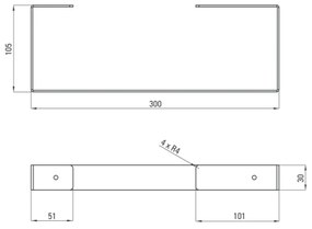 Suport prosop baie alb mat 30 cm Deante Mokko 300x105 mm, Alb mat