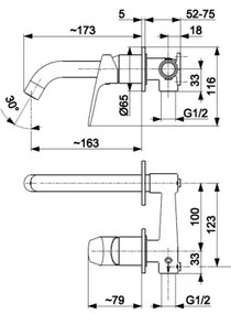 Baterie umyvadlová KFA Armatura 5559-810-00 OTAVA, podomítková, chrom lesklý