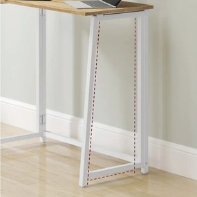 Set pentru birou ZARIMO masa 80x40 cm, alb/stejar sonoma + scaun AVOLA din piele ecologica, roz