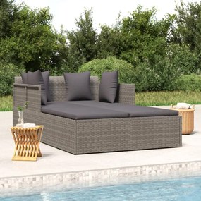 vidaXL Șezlong cu perne, gri, 182x118x63 cm, poliratan