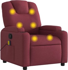 vidaXL Fotoliu de masaj rabatabil, roșu vin, material textil