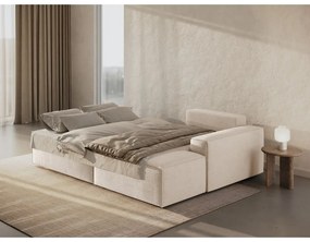 Colțar bej extensibil cu tapițerie din țesătură bouclé (cu colț pe partea dreaptă) Jodie – Micadoni Home