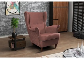 Fotoliu tesatura Culoare roz vintage/nuc, RUFINO NEW