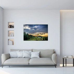Tablou cu peisaj și raze de soare (90x60 cm)
