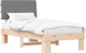 vidaXL Cadru de pat cu tăblie tapițată Gri deschis 75 x 190 cm