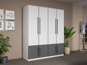 Set mobila dormitor 4 piese Alb/Gri antracit Storm C06