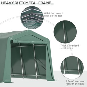 Outsunny Carport 6m x 3m, cort de depozitare pentru gradina, din PVC anti-UV si usi duble cu fermoar | Aosom Romania