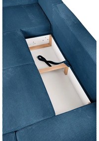 Colțar albastru extensibil cu tapițerie din catifea reiată (cu colț pe partea dreaptă/în formă de "U") Tori – Bonami Selection