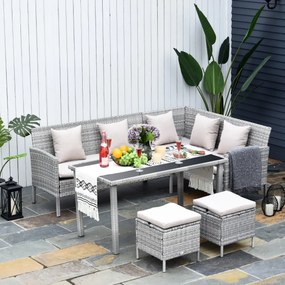 Outsunny Set Mobilier de Terasă 5 Piese, 2 Canapele, Masă de Cafea, 2 Scaune, Ratan Sintetic Gri, Design Modern | Aosom Romania