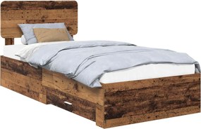 vidaXL Cadru de pat cu headboard Lemn vechi 90 x 190 cm Lemn compozit