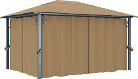 vidaXL Pavilion cu perdele, gri taupe, 400 x 300 cm, aluminiu