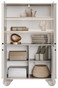 Vitrină cu patru uși Vesper 103 cm - cașmir / mânere negre / picioare rotunde