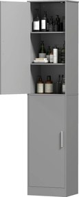 HOMCOM Dulap coloana pentru baie cu 2 uși și 4 rafturi reglabile, 40 x 35 x 180 cm, gri | Aosom Romania