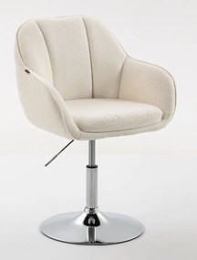 HR2055N Scaun Crem din Boucle cu Bază Cromata