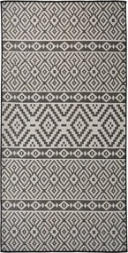 vidaXL Covor de exterior, dungi negre, 100x200 cm, țesătură plată