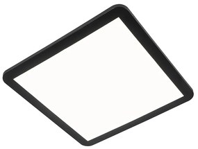 Plafonieră modernă neagră pătrată 40cm cu LED integrat, dimmer 3 trepte, IP44 - Steve