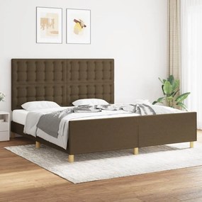 3125400 vidaXL Cadru de pat cu tăblie, maro închis, 180x200 cm, textil