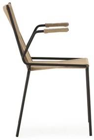 Scaune de dining bej cu cotiere/stivuibile 2 buc. din metal Emily – Marckeric