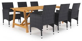 3068792 vidaXL Set mobilier de grădină, 7 piese, negru