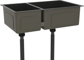 vidaXL Chiuvetă de bucătărie, negru, oțel inoxidabil