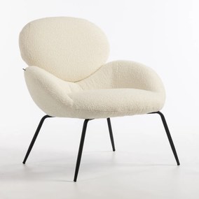 HR2045 Scaun Crem Boucle cu Bază Neagră