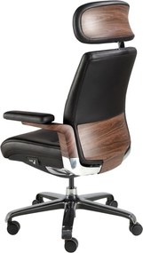 Scaun de birou modern piele sintetica si furnir de nuc Black